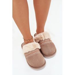 Jaujinės šlepetės su siuvinėjimu Step in style – smėlio spalvos
