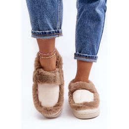 Moteriškos šlepetės su dirbtinio kailio pašiltinimu Step in style – smėlio spalvos