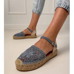 Moteriškos espadrilių tipo basutės su ažūriniu viršumi, mėlynos