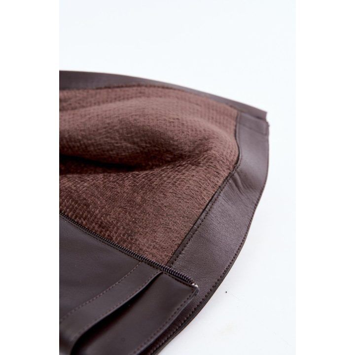 Moteriški ilgaauliai batai su atlenkiamu aulu, tamsiai rudi