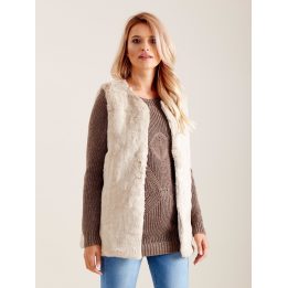 Moteriška pūkuota liemenė Wool Fashion Italia, šviesiai smėlio