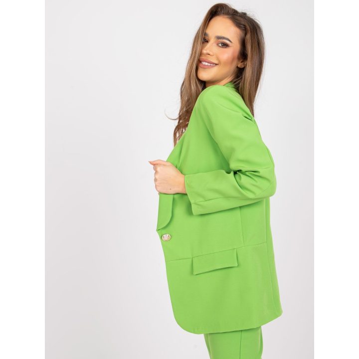 Moteriškas švarkas su atvartais, Italy Moda, šviesiai žalias