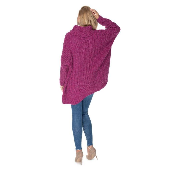 Moteriškas megztinis aukštu kaklu PeeKaBoo, violetinis