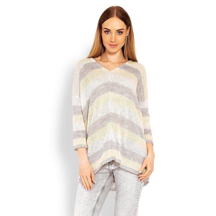 Moteriškas megztinis su trispalvėmis juostelėmis PeeKaBoo, geltonas