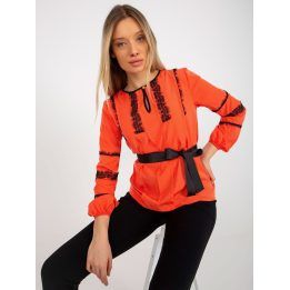 Moteriška medvilninė palaidinė su nėriniais, oranžinė