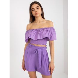 Moteriški šortai su diržu, violetiniai