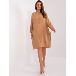 Moteriška laisvo kirpimo marškininė suknelė Italy Moda, šviesiai ruda