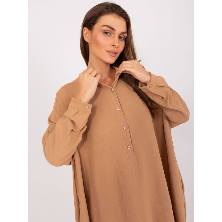 Moteriška laisvo kirpimo marškininė suknelė Italy Moda, šviesiai ruda