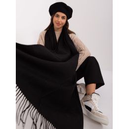 Moteriškas vienspalvis šalikas su kutais Wool Fashion Italia, juodas