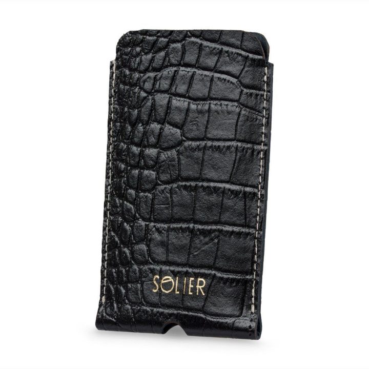 Personalizuojamas odinis dėklas iPhone 12/13/14 Solier, juodas