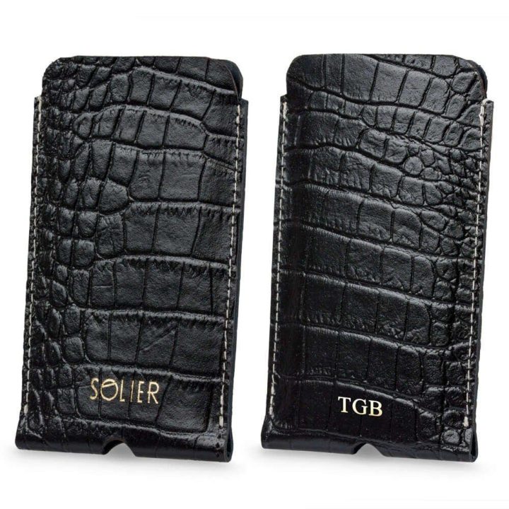 Personalizuojamas odinis dėklas iPhone 12/13/14 Solier, juodas