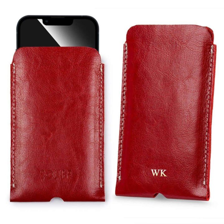 Personalizuojamas natūralios odos dėklas iPhone 11 Solier, raudonas