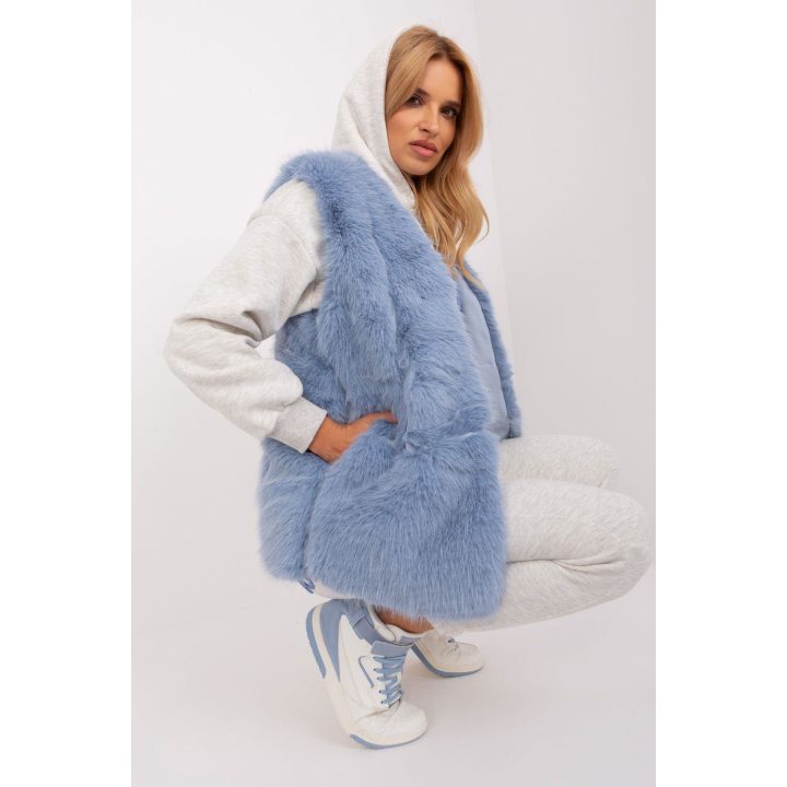 Moteriška kailinė liemenė Wool Fashion Italia, mėlyna