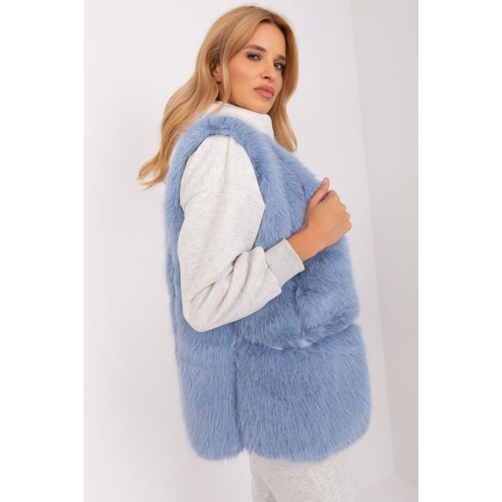 Moteriška kailinė liemenė Wool Fashion Italia, mėlyna