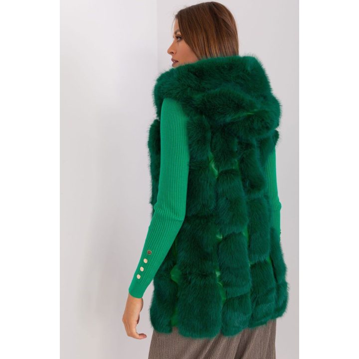 Moteriška liemenė su gobtuvu Wool Fashion Italia, žalia