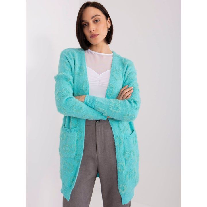 Moteriškas kardiganas be užsegimo Wool Fashion Italia, mėtinis