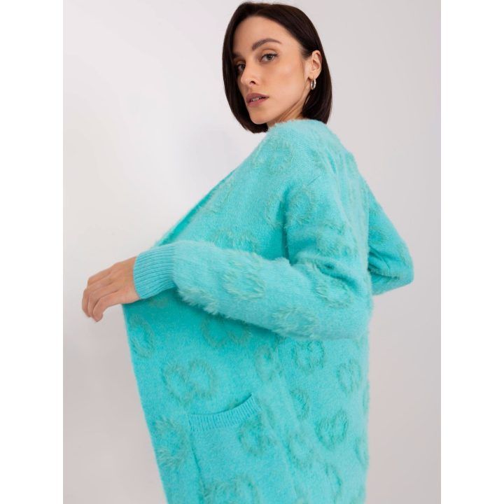 Moteriškas kardiganas be užsegimo Wool Fashion Italia, mėtinis