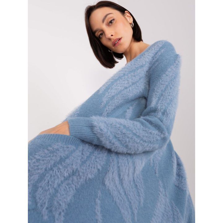 Moteriškas kardiganas su kišenėmis Wool Fashion Italia, mėlynas