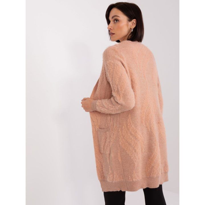 Moteriškas kardiganas be užsegimo Wool Fashion Italia, persikinis