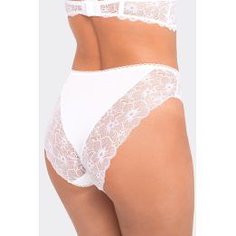 Moteriškos medvilninės kelnaitės su nėriniuota nugara Babell, baltos