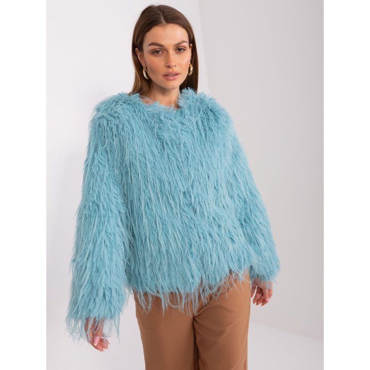 Moteriška kailinė striukė Wool Fashion Italia, mėtinė