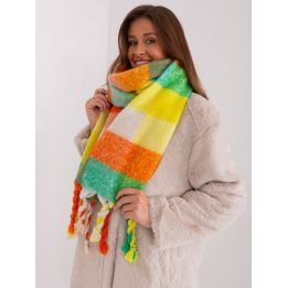 Moteriškas languotas šalikas su kutais Wool Fashion Italia, šviesiai žalias