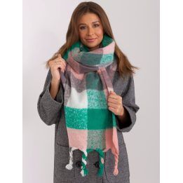 Moteriškas platesnis languotas šalikas su kutais Wool Fashion Italia, žalias