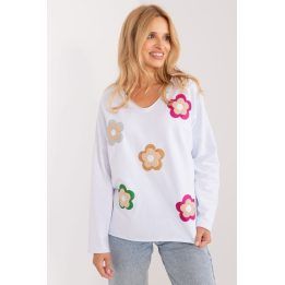 Moteriška medvilninė palaidinė su gėlių motyvu Italy Moda, balta
