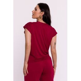 Moteriška palaidinė su voko kirpimu ir drapiruote BeWear, raudona
