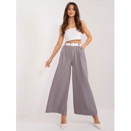 Moteriškos plačios kostiuminės kelnės su diržu Italy Moda, pilkos