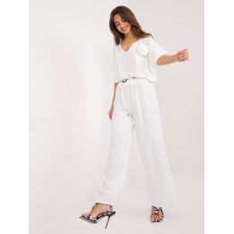Moteriškos tiesaus kirpimo kelnės su diržu ITALY MODA, baltos