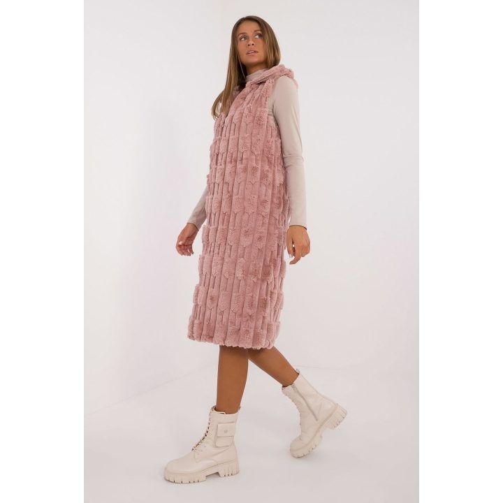Moteriška liemenė su gobtuvu Wool Fashion Italia, rožinė