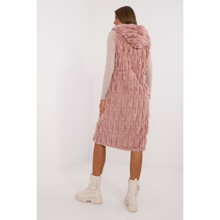 Moteriška liemenė su gobtuvu Wool Fashion Italia, rožinė