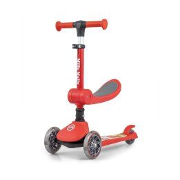 Triratis paspirtukas su sėdyne Milly Mally Scooter FUZZY, raudonas