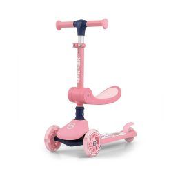 Triratis paspirtukas su sėdyne Milly Mally Scooter FUZZY, rožinis