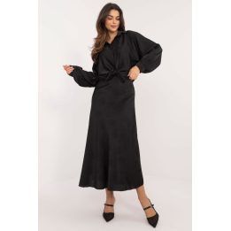 Midi sijonas su išsiuvinėtu gėlių raštu, Italy Moda, juodas