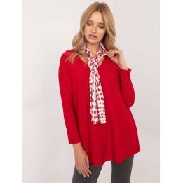 Moteriškas megztinis su V formos iškirpte ITALY MODA, raudonas