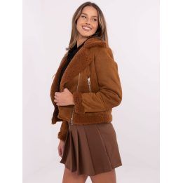 Moteriška trumpa kailinuko stiliaus striukė Italy Moda, šviesiai ruda