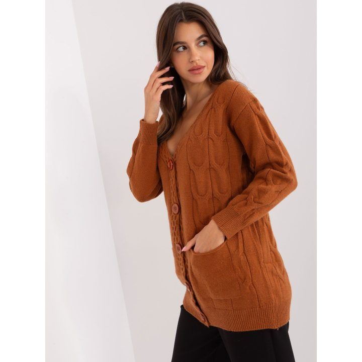 Moteriškas kardiganas Wool Fashion Italia, tamsiai oranžinis