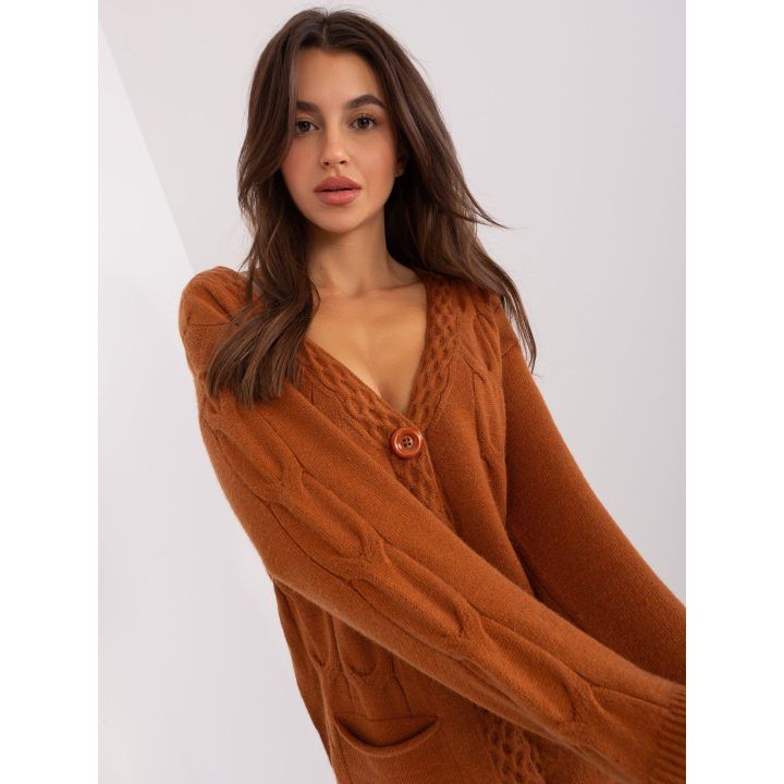 Moteriškas kardiganas Wool Fashion Italia, tamsiai oranžinis