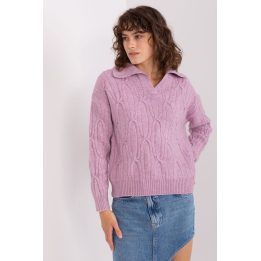 Moteriškas megztinis su apykakle AT, violetinis