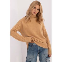 Golfas megztinis Wool Fashion Italia, šviesiai rudas / rudas