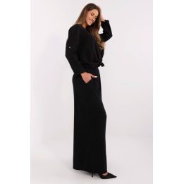 Moteriškos medvilninės kelnės plačiomis klešnėmis Italy Moda, juodos