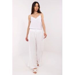 Moteriškos palazzo kelnės su reguliuojamu dirželiu Italy Moda, baltos