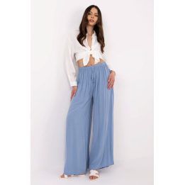 Moteriškos palazzo kelnės su aukštu liemeniu ir surišimu ITALY MODA, mėlynos