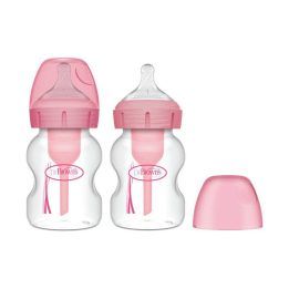 Plataus kaklelio rožiniai kūdikių buteliukai, 150 ml, 2 vnt