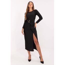 Moteriška apgaubiamo kirpimo midi suknelė Italy Moda, juoda