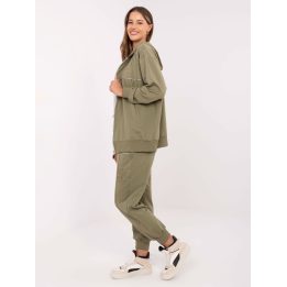 Moteriškas khaki sportinis kostiumas su gobtuvu