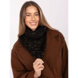 Šalikas juodas megztas su blizgiais akcentais AT Collection