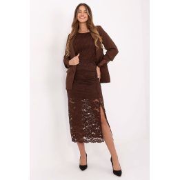 Nėriniuotas sijonas su kloste Italy Moda, rudas